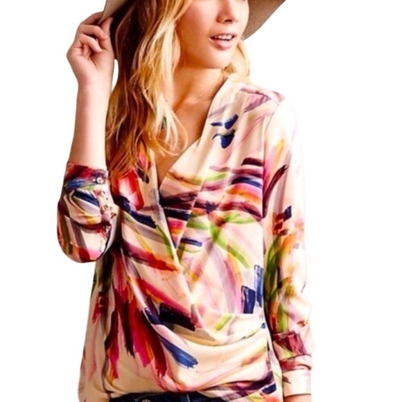 HD in Paris Tops - Anthropologie HD in Paris Watercolor Wrap Top